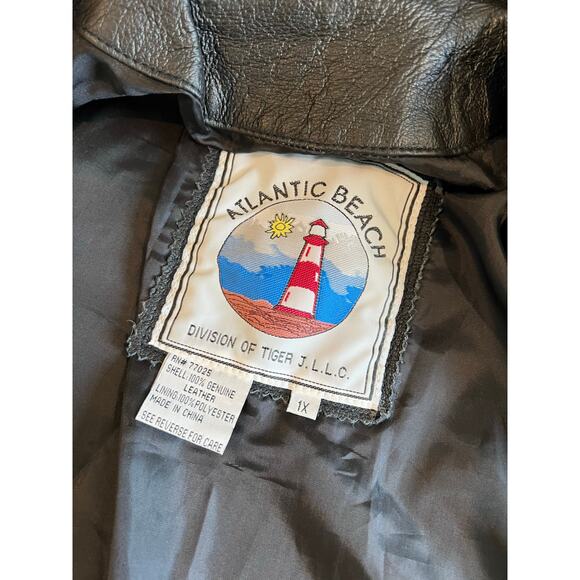 Atlantic Beach Long Collared Black Leather Trench Coat 1X NWT Streetwear‎ Edgy - Picture 2 of 14